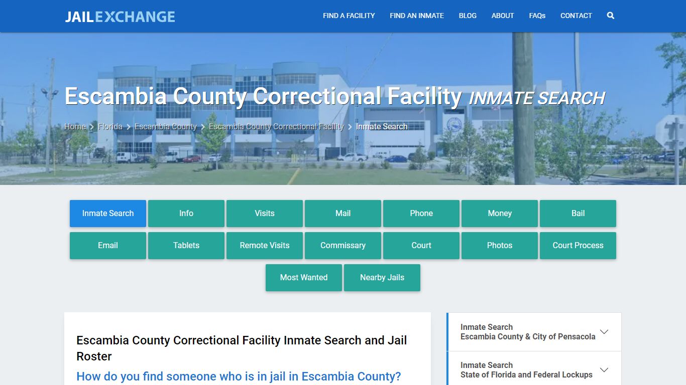 Escambia County Correctional Facility Inmate Search - Jail Exchange